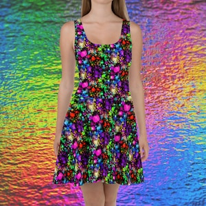 skater dress festival women's Skater Dress, Black and Purple Skater dress,Clubwear, Fit main image 1