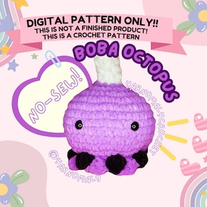 Crochet Boba Octopus Digital Pattern – Amigurumi Bubble Tea Plush PDF Tutorial