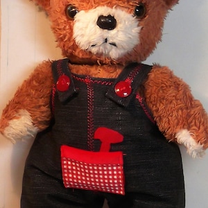 Overalls for Teddy sewing PDF for  12&quot; to 14&quot; Bear. Instant download. Gift project. Bear Oscar’s outfit is made from old jeans. Decorate