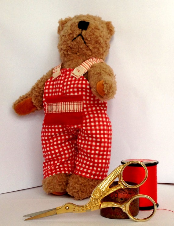 teddy bear with overalls