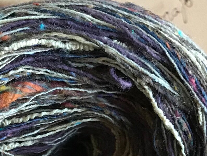 Yarn, cotton blend art yarn by Life's an Expedition, Hacienda worsted yarn, cotton yarn, brown tan plum purple tan yarn, Clearance sale image 3