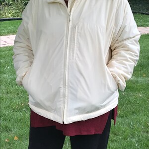 Jacket, women's girl's fall autumn spring vintage casual coat, pale yellow XL fleece lined, 5 pockets, 1990s, hardly worn, machine washable