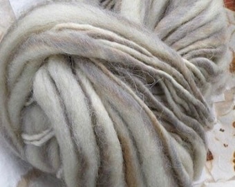 Yarn bulky soft Katia Aspen chunky wool, thick and thin, knits fast and felts, beige tan offwhite brown taupe gray Life's an Expedition