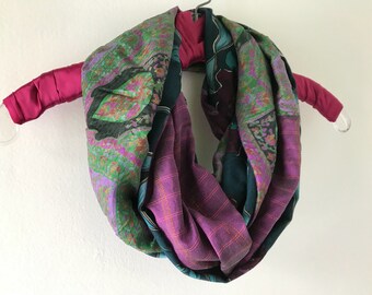 Scarf, women's long silk scarf, green blue purple fashion scarf Boho Bohemian scarf, Lhasa i402 Life's an Expedition scarf lifesanexpedition