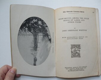 1898 poetry book, antique, Snow-Bound Among the Hills J.G. Whittier vintage illustrated fiction, antiquarian poet literary gift Mother’s Day