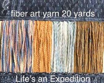 SALE Yarn samples blue light orange beige peach cotton, fiber art bundle 20 yards, kid crafts gender reveal baby shower assortment lot i302