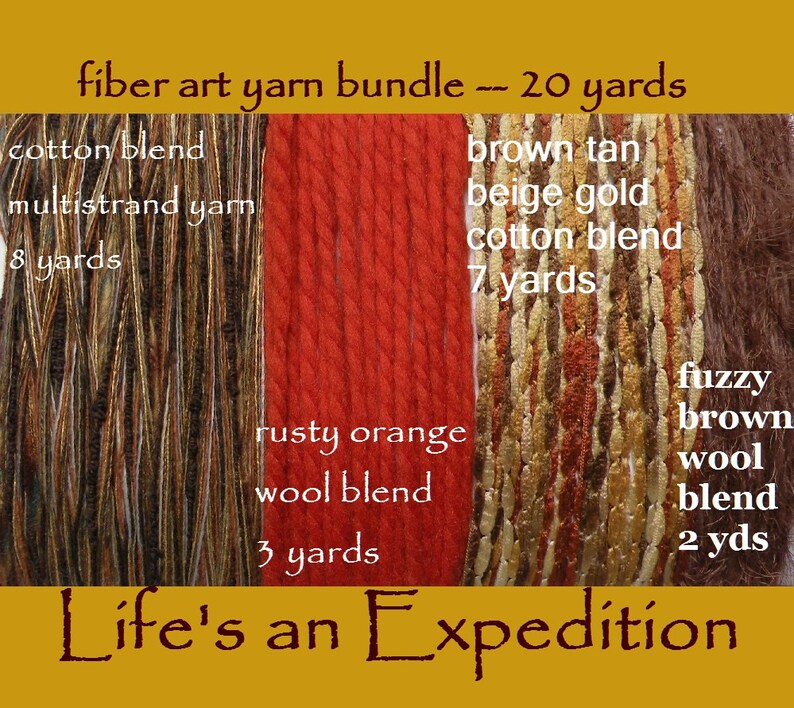 YARN: autumn harvest yarn samples gold brown rust orange tan yarn fiber art Halloween bundle 20 yards i700 fall scrapbooking supplies