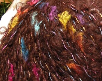 SALE Yarn bulky worsted mohair wool Louisa Harding Liberty boucle chocolate brown novelty knit yarn lifesanexpedition Life's An Expedition
