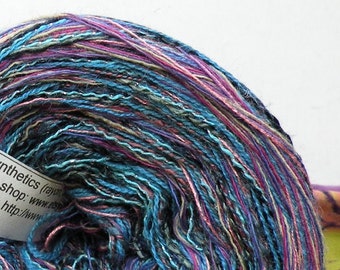 YARN worsted purple blue Monaco, 100 yards wool cotton sparkly art yarn, aqua teal violet, Life's an Expedition yarn LifesAnExpedition yarn