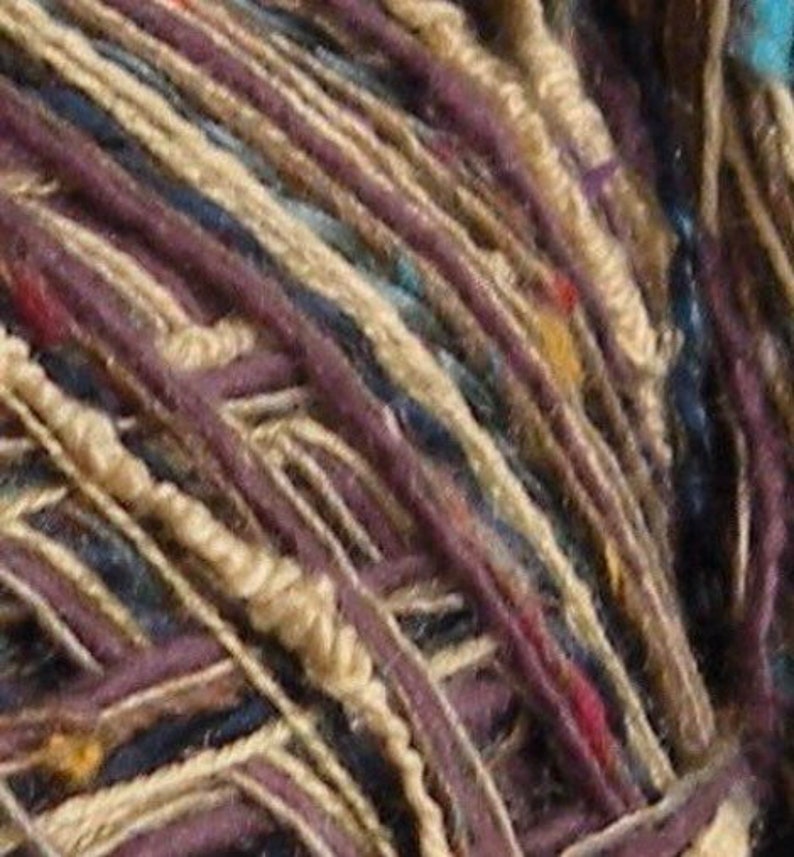 Yarn DK purple tan cotton blend 100 yards Desert Oasis ethnic textured light worsted plum gold blue green, dj runnels, Life's an Expedition image 1