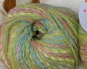 Yarn DK cotton blend yarn, dk yarn, Haway by Laines du Nord Italian blue green pink yellow summer spring knitting crochet soft 109 yards