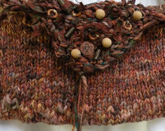 Handbag, tribal beaded wearable art purse, large Bohemian Bag, hand dyed Chilean wool 8 x 12, rustic boho brown i79 Life's an Expedition