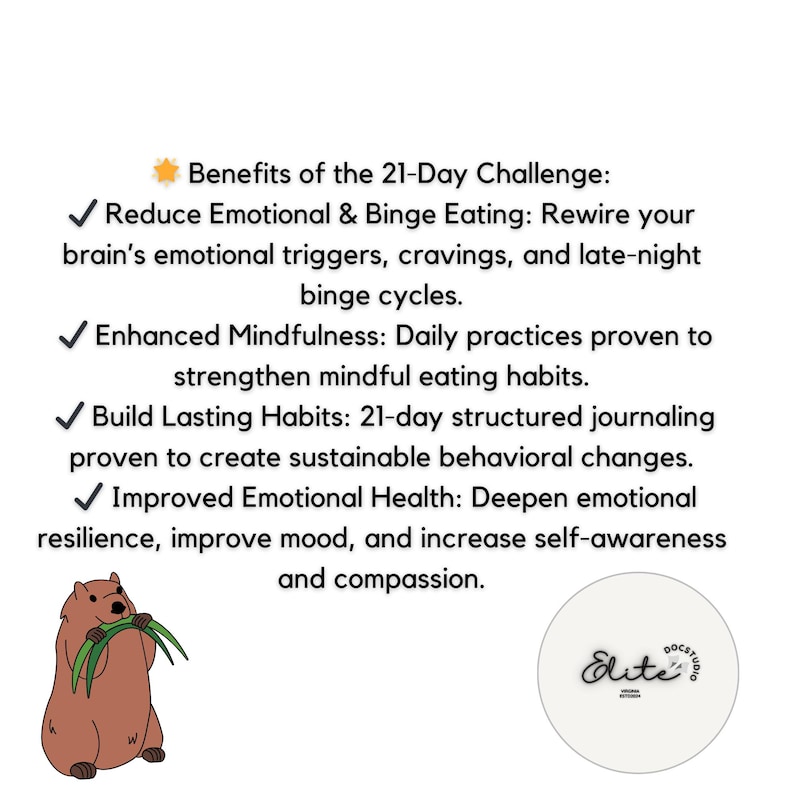 Fresh Look at 21 Day Binge Eating Recovery Journal