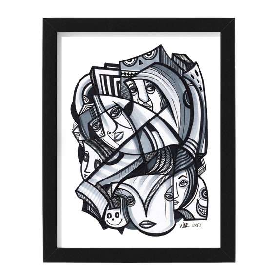 Blocked - Original mixed media Illustration on Bristol - 8" x 10"