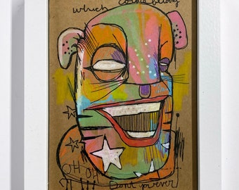 Big Star Cat - Ilustración original sobre cartón - Enmarcado