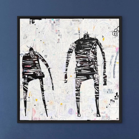 Travelers ( Idea Antenna 2) - Original Mixed Media Collage - 36" x 36"