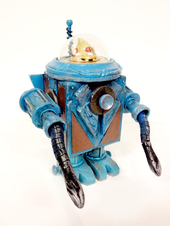 Cycloptic Optic Bot - Original Mixed Media Sculpture