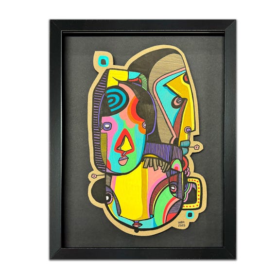 Tre Lo - Original mixed media Illustration on cardboard - 12" x 16"