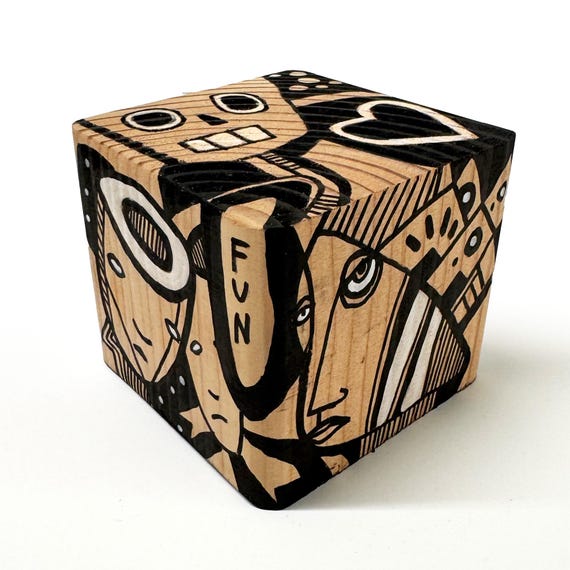 Funk Totem Part No. 609 - Original Mixed Media Block - Vol. 23