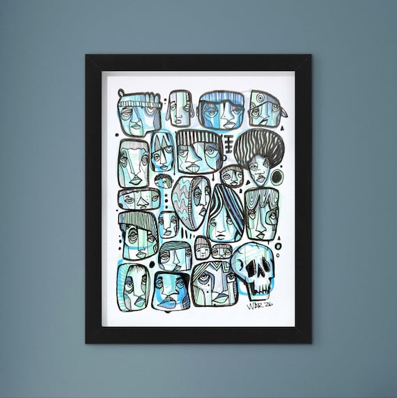 Power to the People 2 - Original mixed media Illustration on Bristol - 8" x 10" - Original Artwork