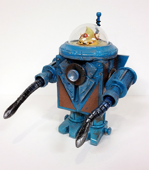 Cycloptic Optic Bot - Original Mixed Media Sculpture
