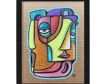 Divider, Ilustración original de marcador Posca sobre cartón, 8 x 10 pulg., Obra de arte original