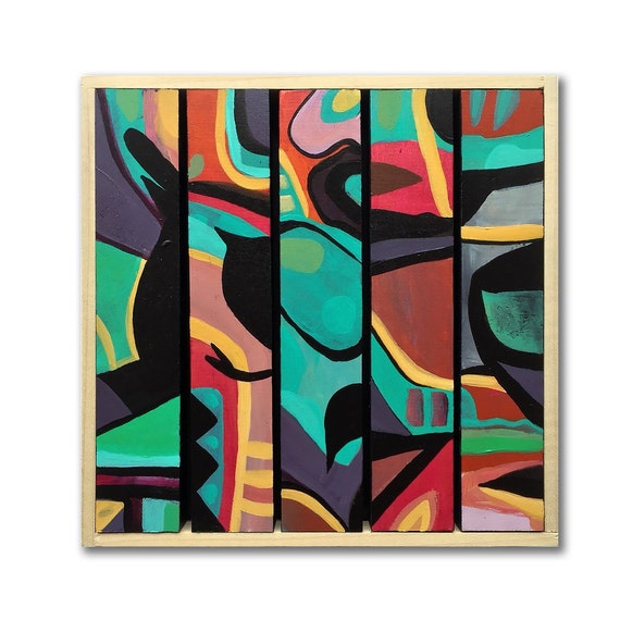 Test Pilot - Original Painting on Wood Slats - 8" x 8"