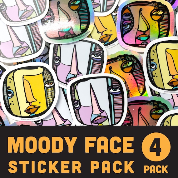 Moody Face Sticker Pack - 3" Die Cut Vinyl Stickers - Limited Edition