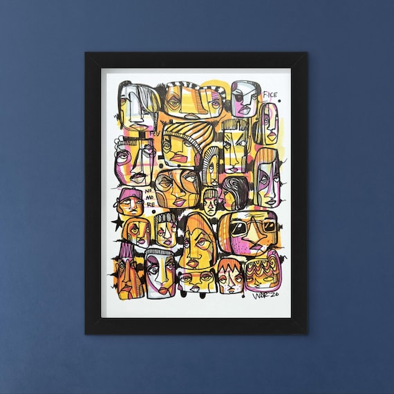 Power to the People 3 - Original mixed media Illustration on Bristol - 8" x 10" - Original Artwork