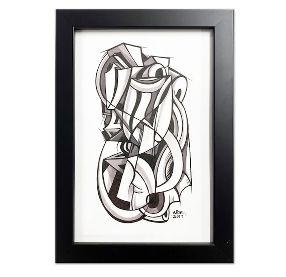 Sidewinder - Original ink drawing on Paper | Signed , Framed and Ready to Hang - 6x9