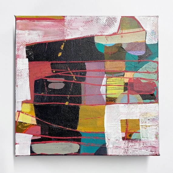 Marequal 1 - Original mixed media painting on canvas - 8" x 8"