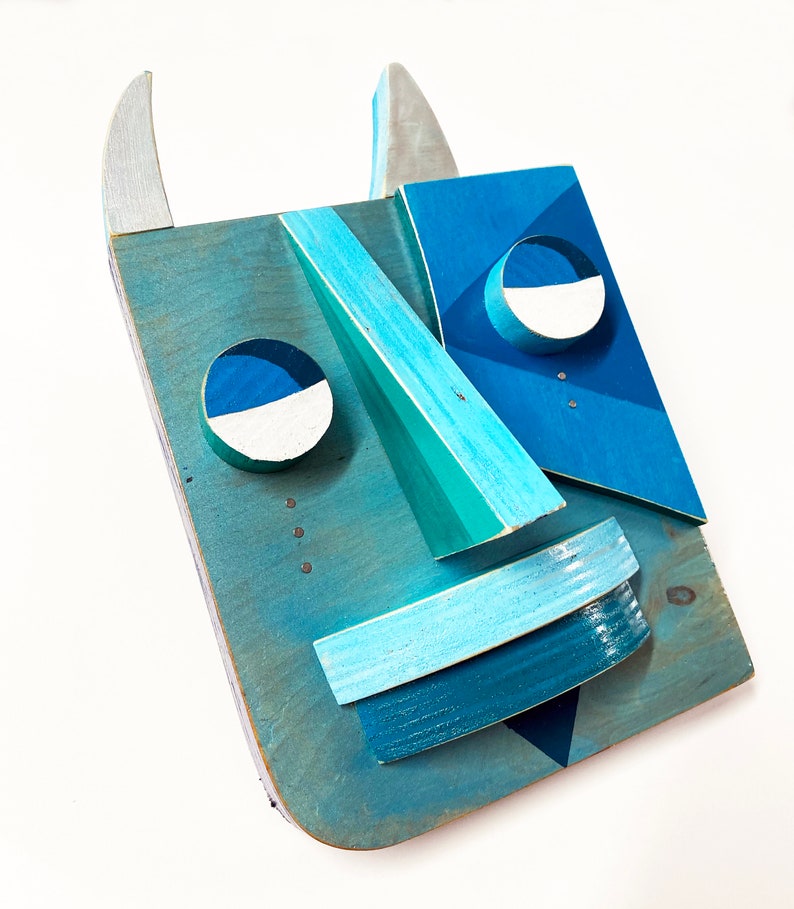 Original Mixed Media Wall Sculpture Blue Devil May Cry