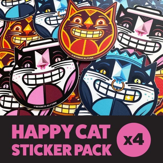Happy Cat Sticker Pack - Color Way No. 2