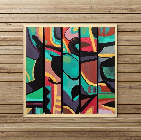 Test Pilot - Original Painting on Wood Slats - 8" x 8"