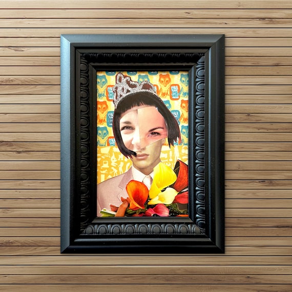 Kween - Original 4" x 6" Collage framed