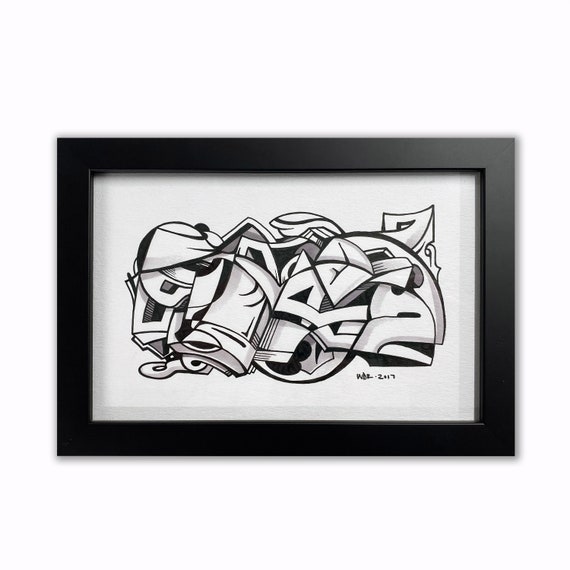 Playa - Original ink drawing on Paper | Signed , Framed and Ready to Hang - 9x6