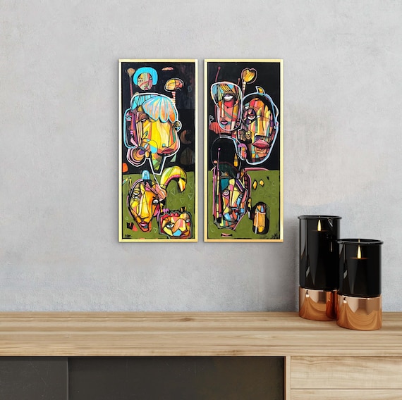 Radiant Radicals - Mixed Media Diptych - Original Art