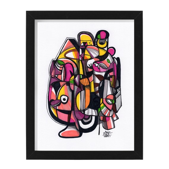 Tredik - Original mixed media Illustration on Paper - 8" x 10"