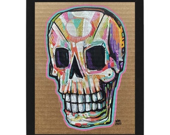 Skuller - Illustration originale au marqueur Posca sur carton - 20 x 25 cm - Oeuvre d'art originale