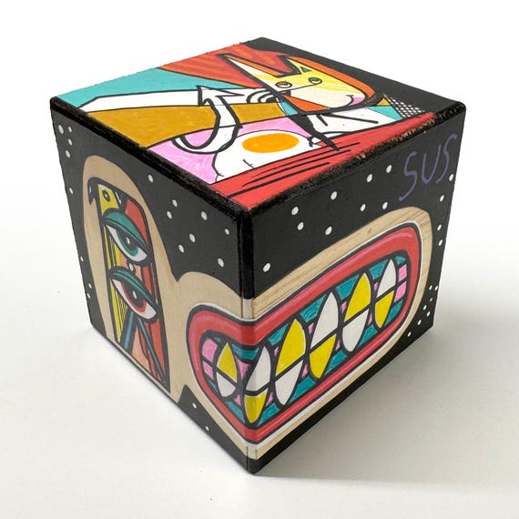 Funk Totem Part No. 645 - Original Mixed Media Block - Vol. 24