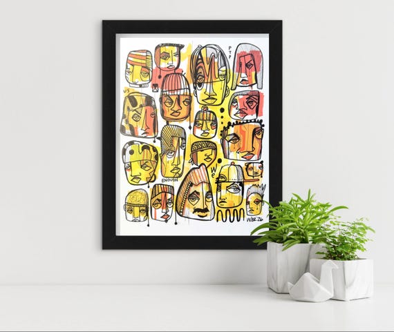 Power to the People 1 - Original mixed media Illustration on Bristol - 8" x 10" - Original Artwork