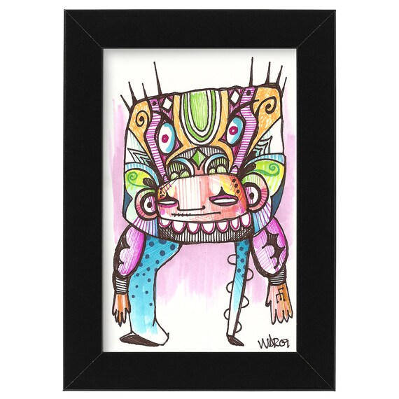 Mooky Masked Man - Original Illustration on Bristol - 4x6