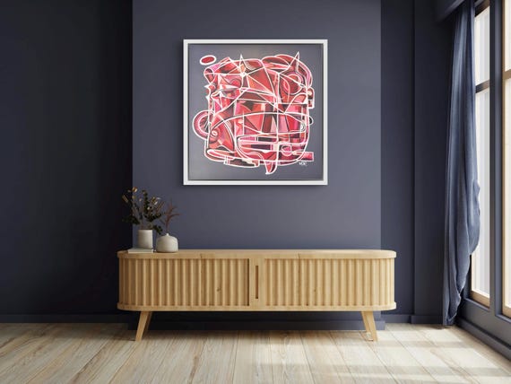 1/2 OFF! - Levid Red - Original Acrylic Painting on Canvas - 36" 36"