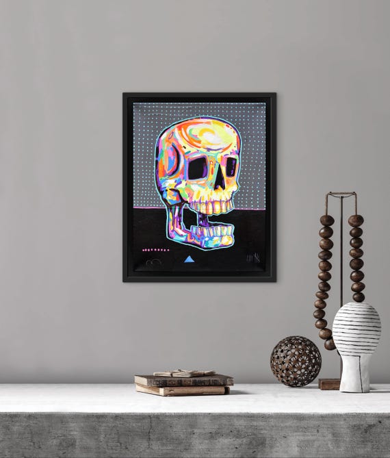 Skull Study No.9 (Decorated) - Original Mixed Media on Canvas