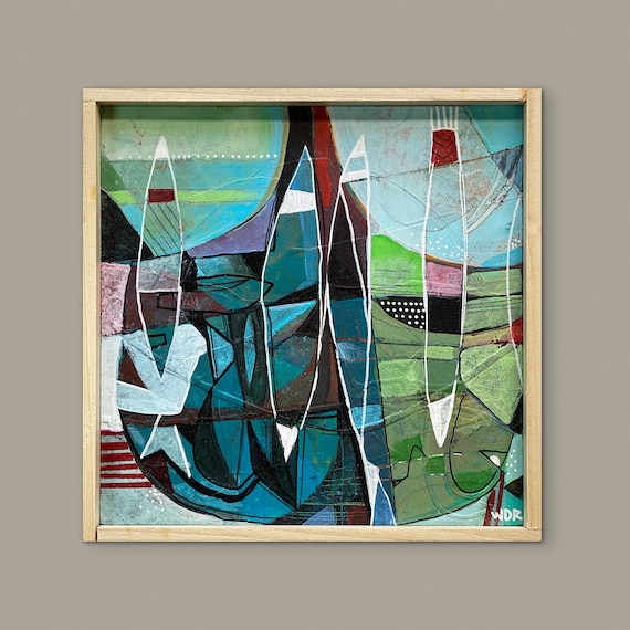 Portal - Original Mixed Media painting on 7" x 7" wood Panel