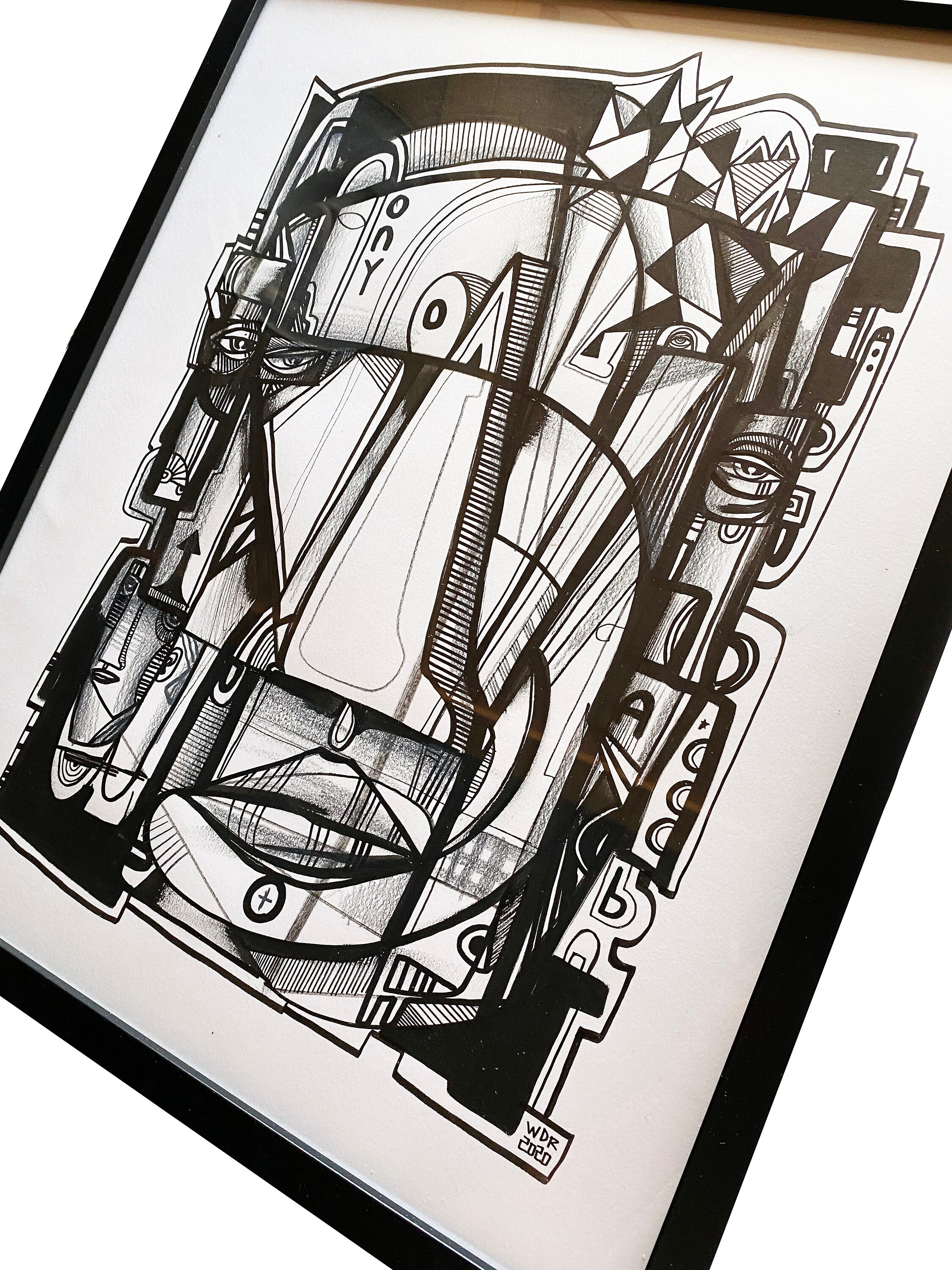ONY Original mixed media Illustration on Paper 16 x 20 Framed
