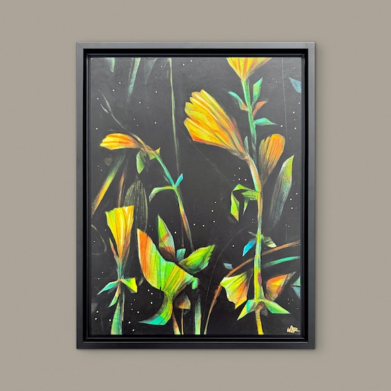 Secret Bloom - Original Painting on Wood Panel - Framed