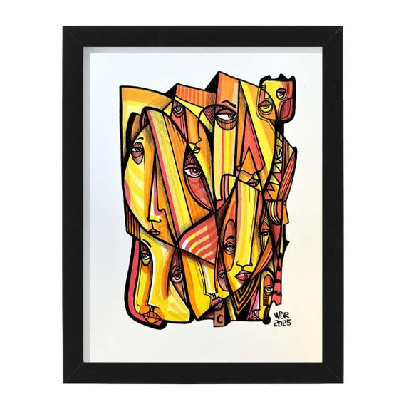 Mangular- Original mixed media Illustration on Paper - 8" x 10"