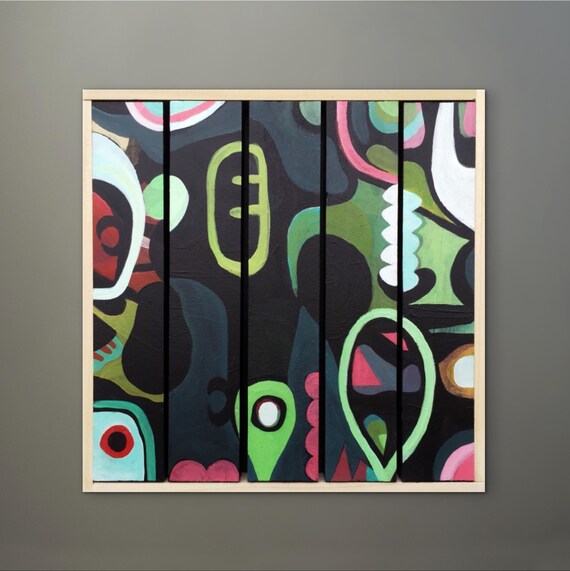 Beta Beat - Original painting on wood slats - 8" x8"