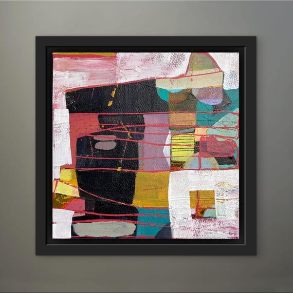 Marequal 1 - Original mixed media painting on canvas - 8" x 8"
